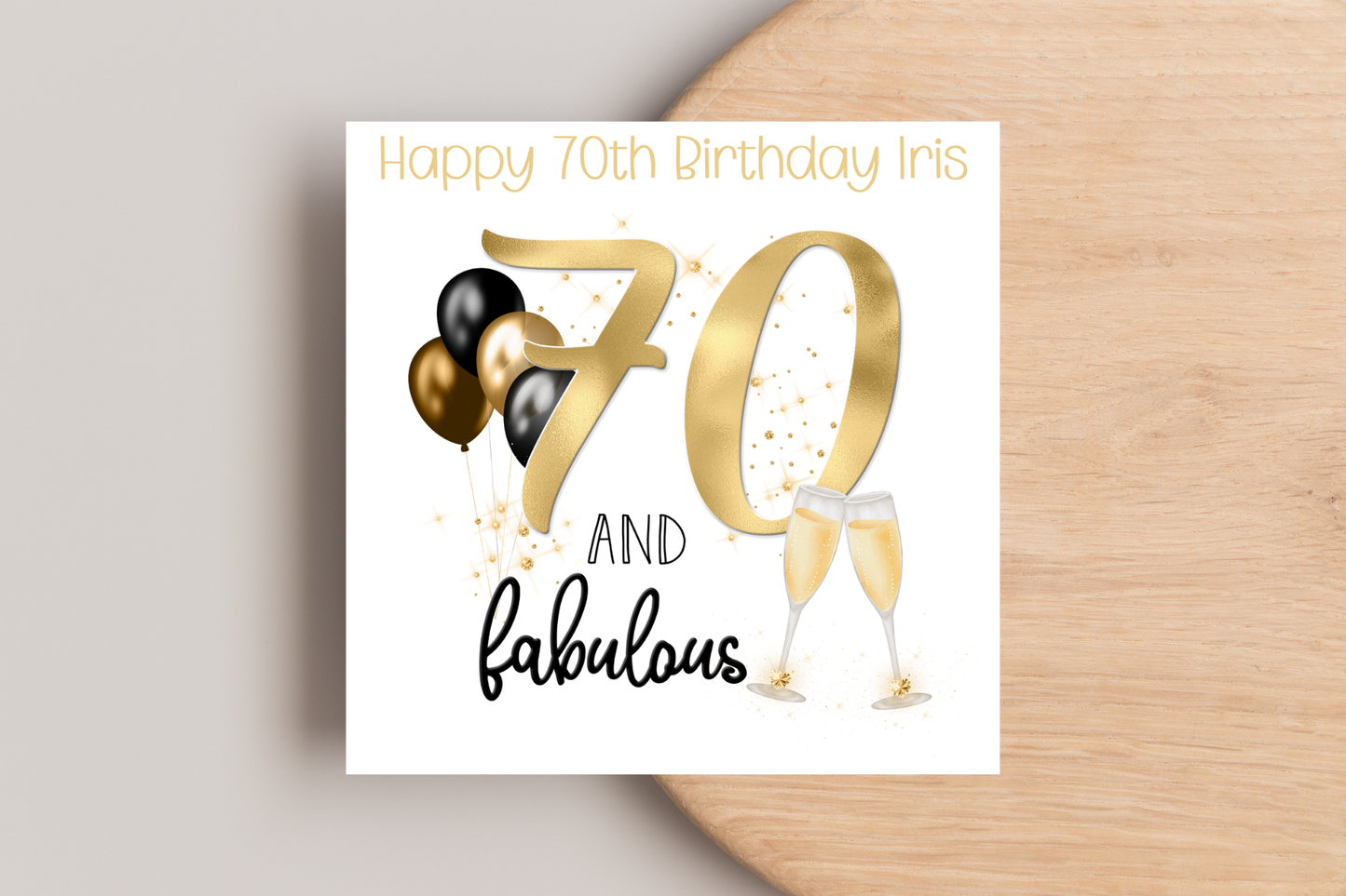 Personalised 70 and Fabulous Birthday Card