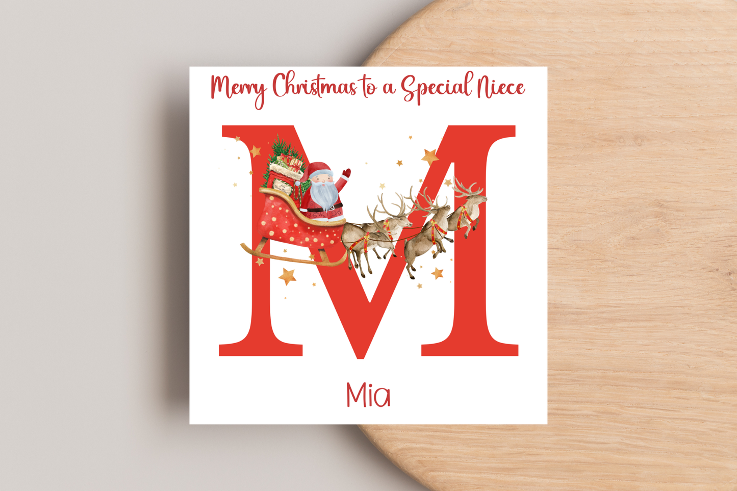 Personalised Father Christmas and his Sleigh Christmas Card