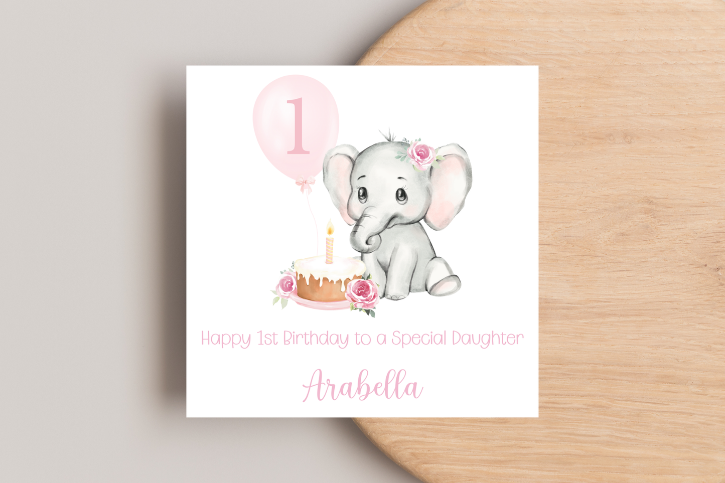 Personalised Elephant 1st Birthday Card