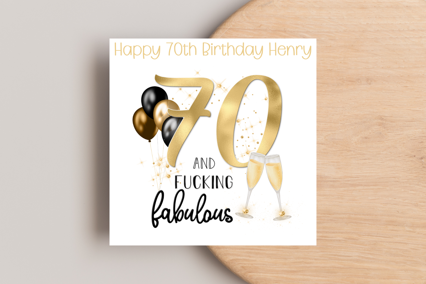 Personalised 70 and Fabulous Birthday Card