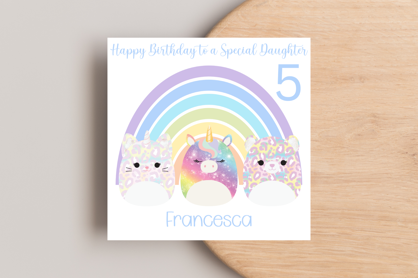Personalised Unicorn Squishmallow Birthday Card