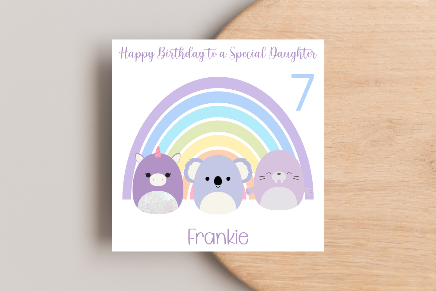 Personalised Unicorn Squishmallow Birthday Card