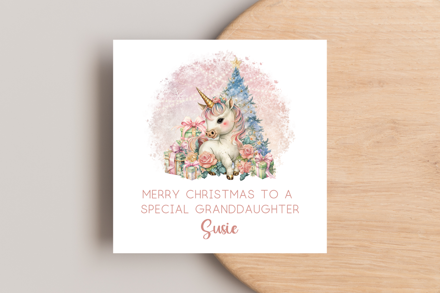 Personalised Unicorn Christmas Card