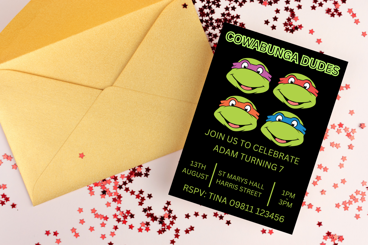 Editable Teenage Mutant Ninja Turtle Party Invitation