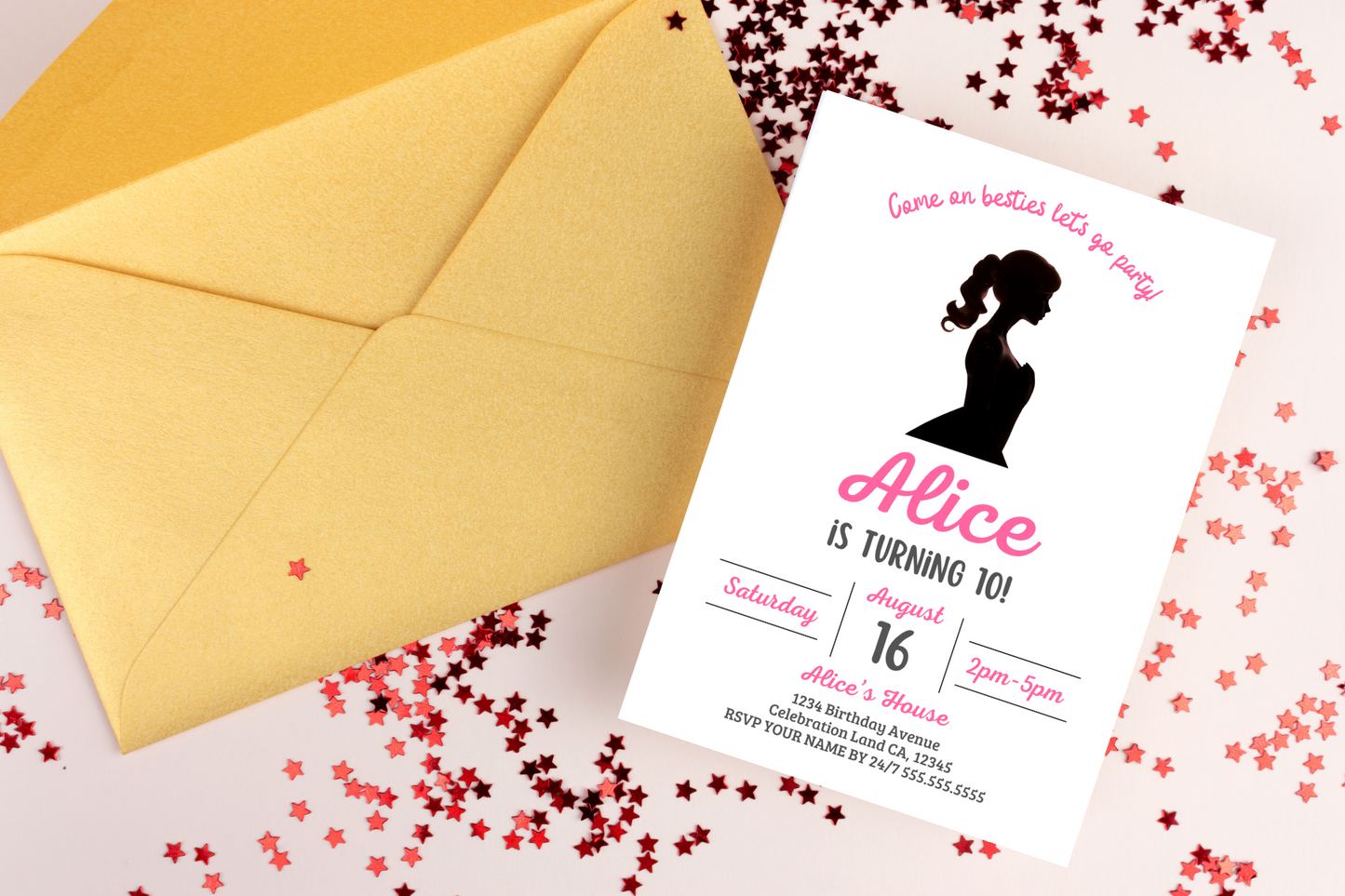Editable Barbie Birthday Party Invitation