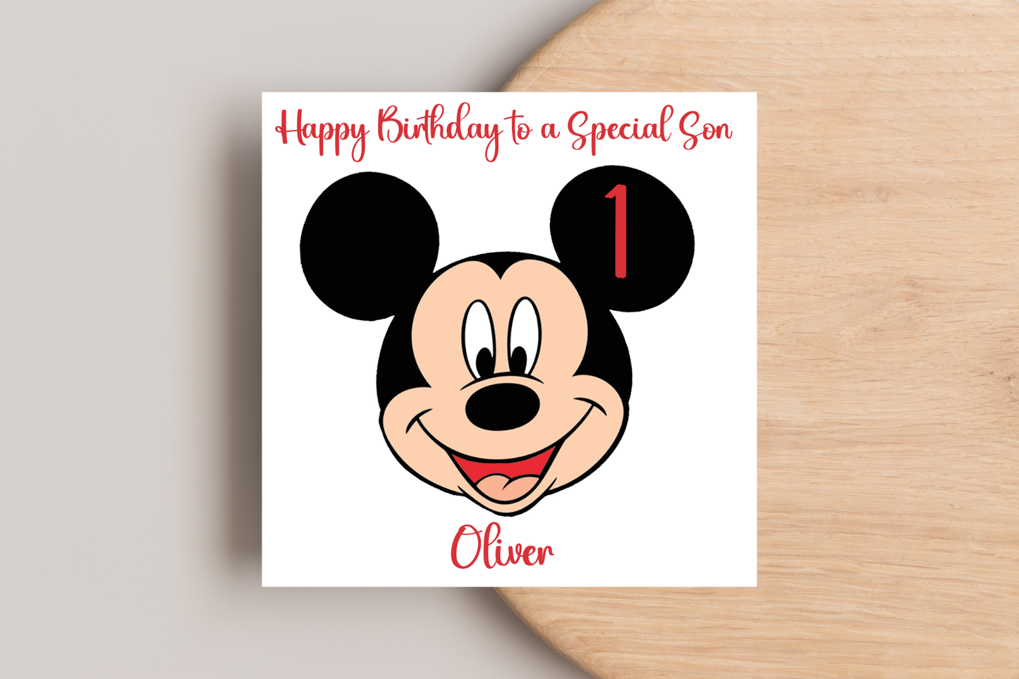 Mickey Mouse Birthday Card - Personalise with Name & Age