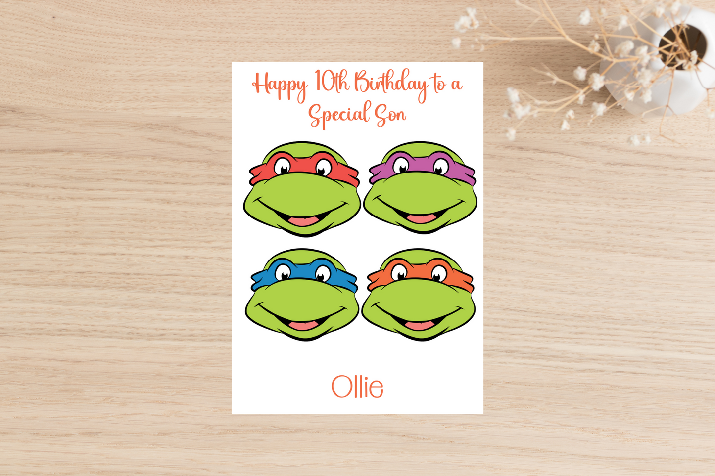 Ninja Turtle Birthday Card- Personalisable
