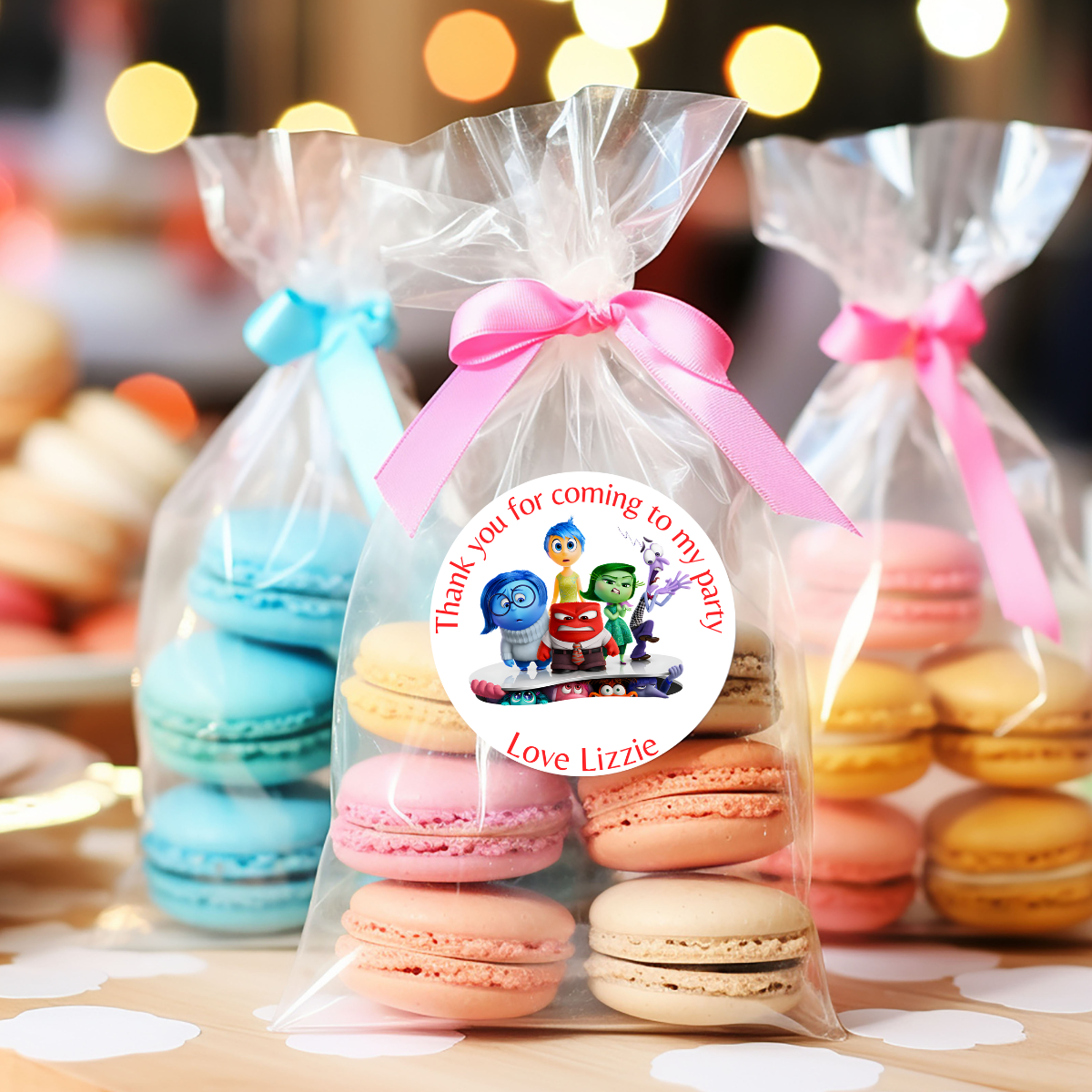 24 X Inside Out Thank You For Coming To My Party Stickers: Personalise Your Party Favours
