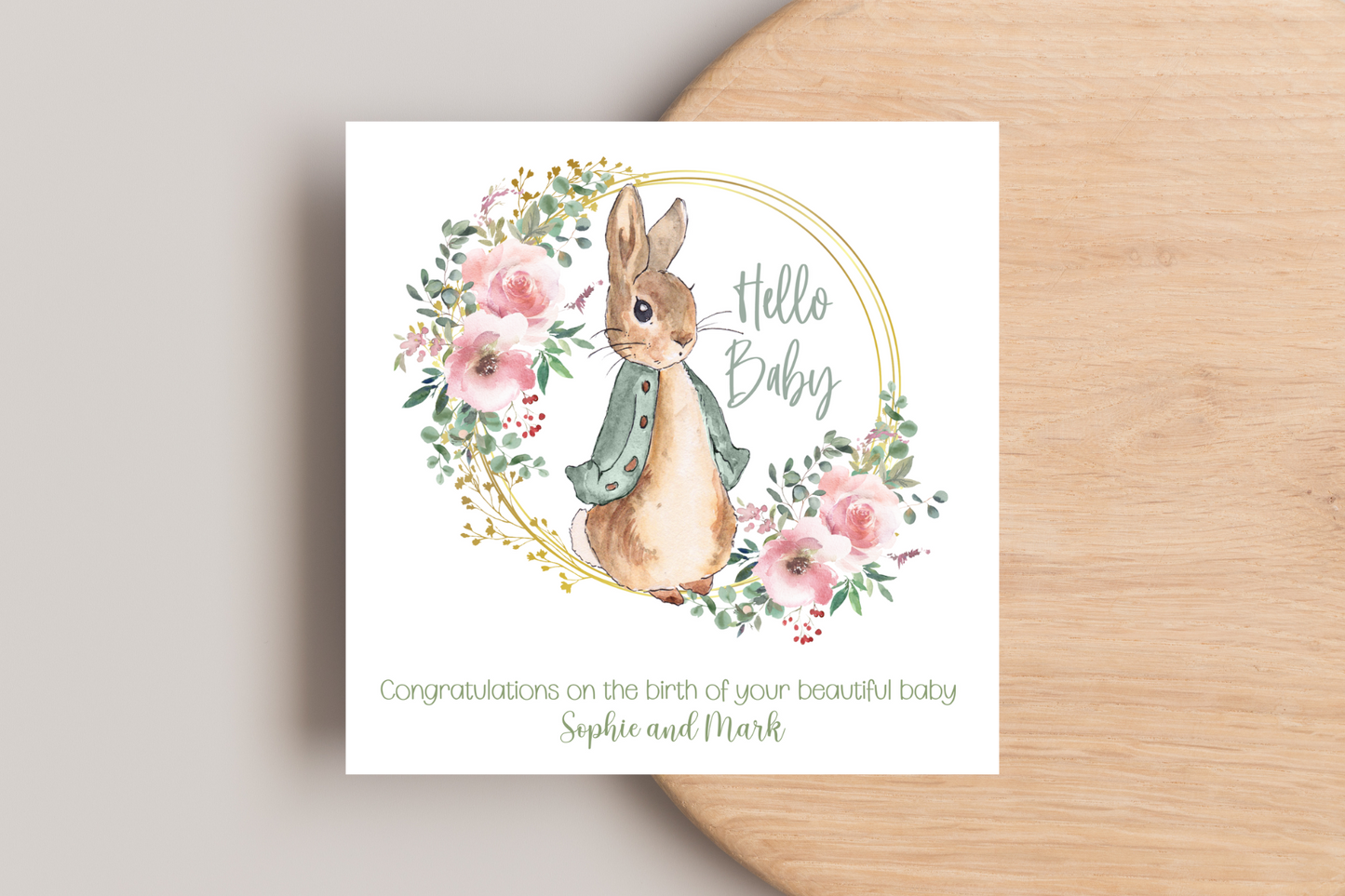 Peter Rabbit New Baby Personalised Card