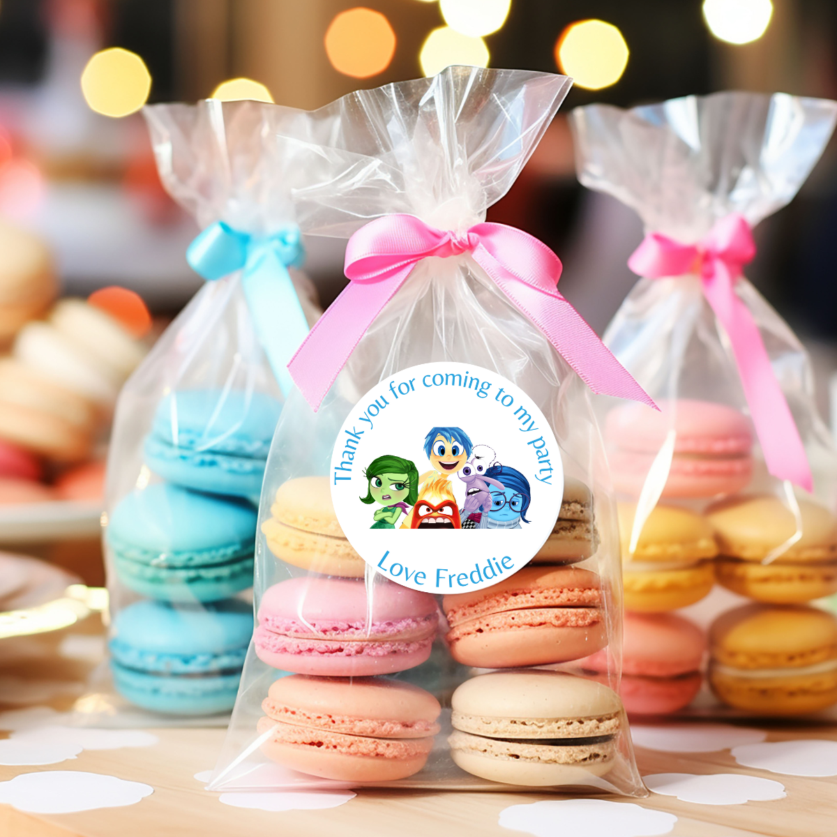 24 X Inside Out Thank You For Coming To My Party Stickers: Personalise Your Party Favours