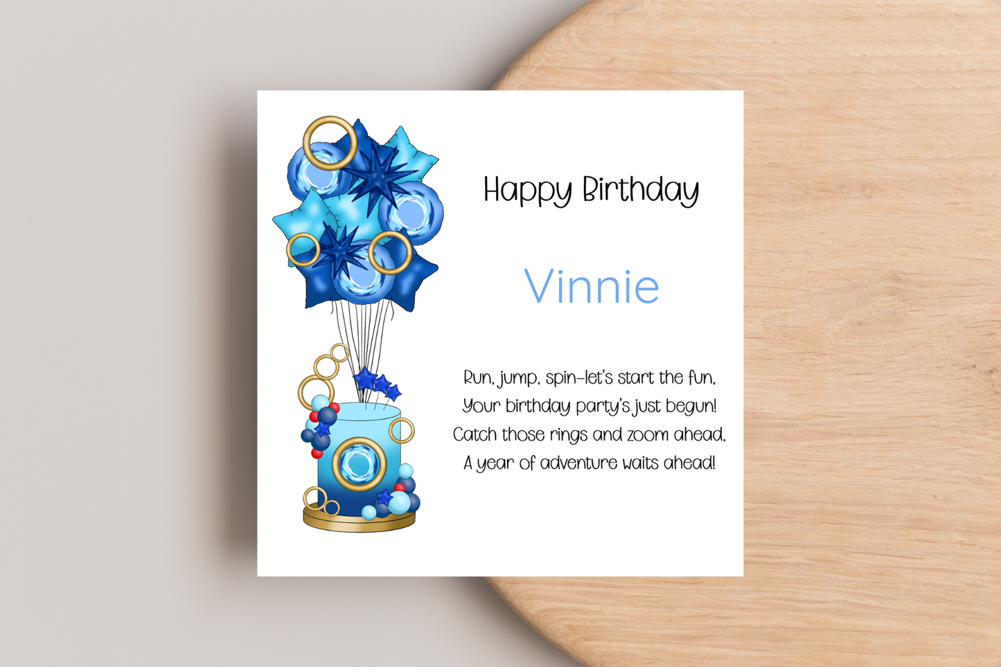 Personalised Sonic Inspired Birthday Card