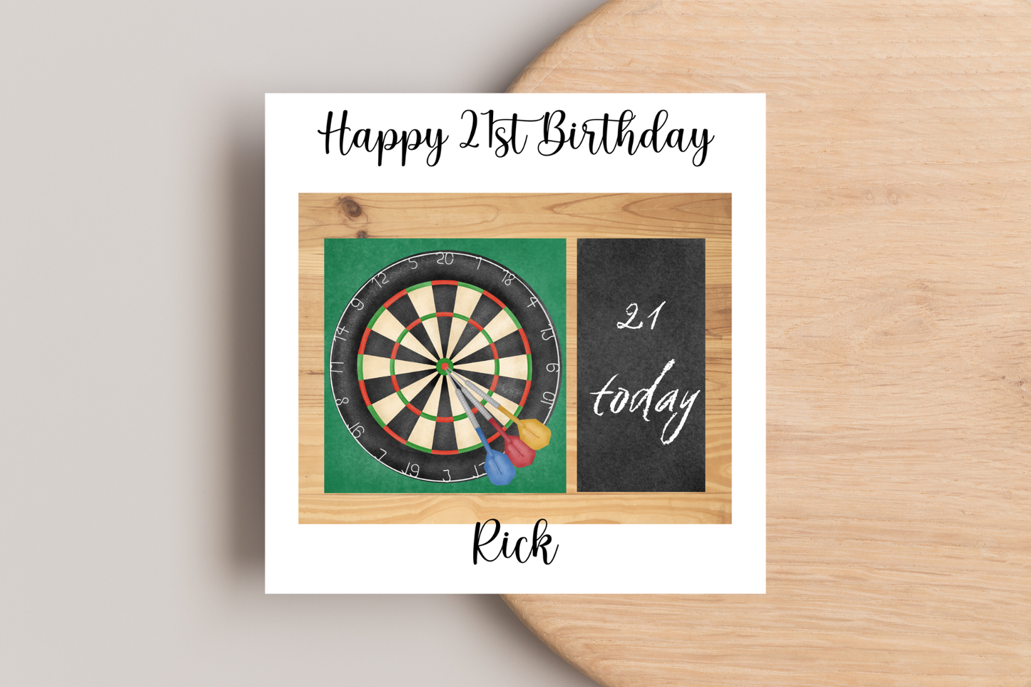 Personalised Dart Board 21st Birthday Card