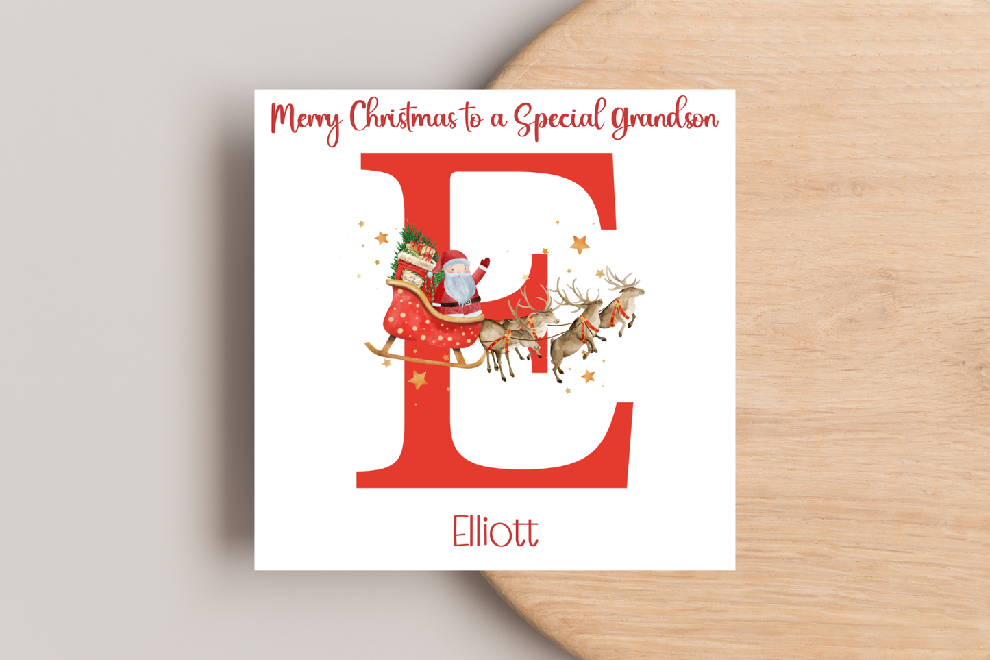 Personalised Father Christmas and his Sleigh Christmas Card