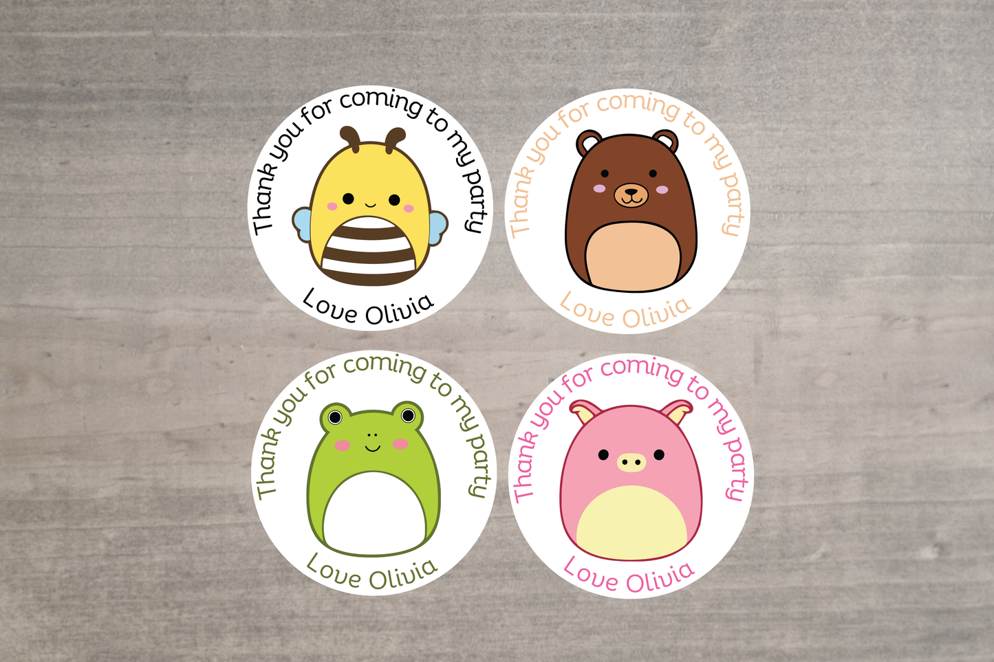 24 X Squishmallow Mix Thank You For Coming To My Party Stickers