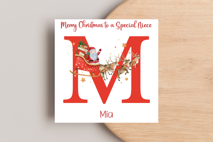 Personalised Father Christmas and his Sleigh Christmas Card