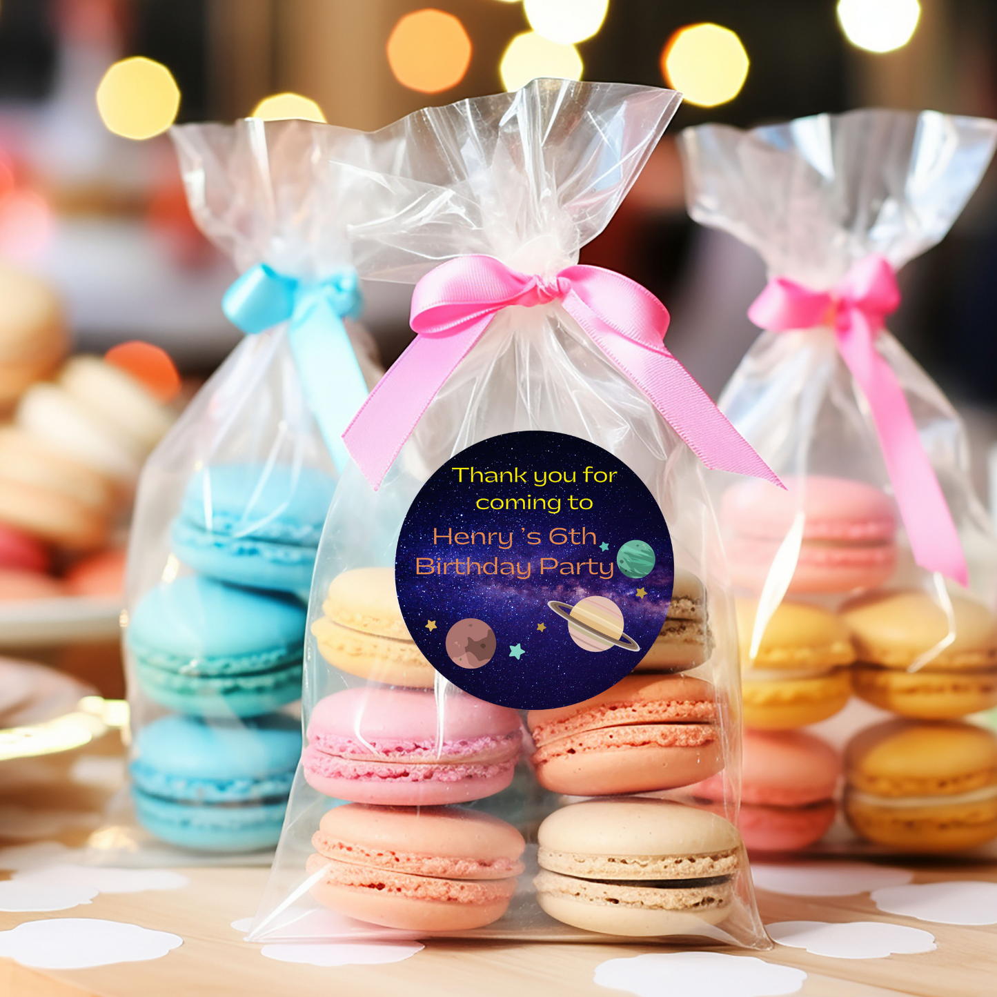 24 X Space Thank You For Coming To My Party Stickers: Personalise Your Party Favours!