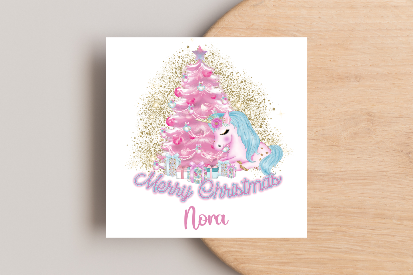 Personalised Unicorn Christmas Card