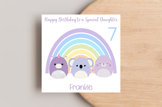 Personalised Unicorn Squishmallow Birthday Card