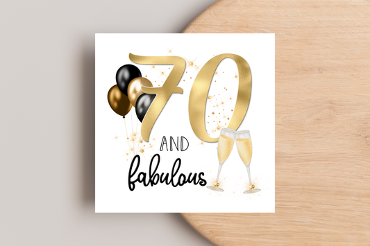 70 and Fabulous Birthday Card