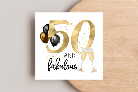 50 and Fabulous Birthday Card