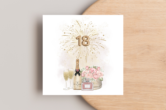 Firework 18th Birthday Card for Her
