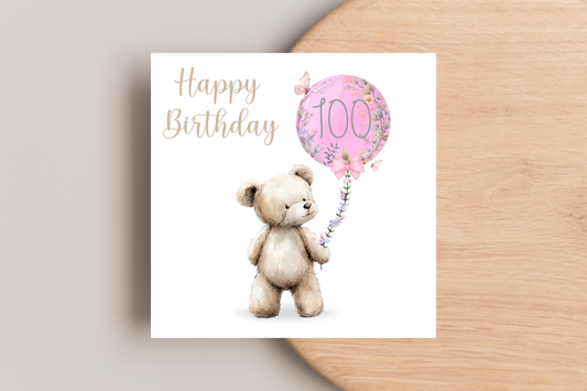 Bear 100th Birthday Card