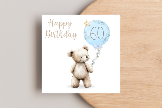 Bear 60th Birthday Card