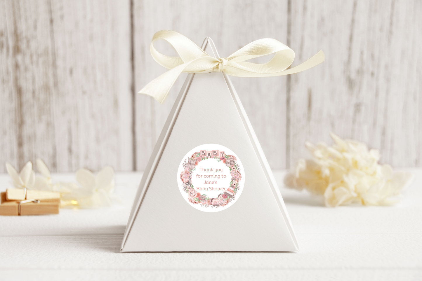 20 X Personalised Baby Shower Stickers