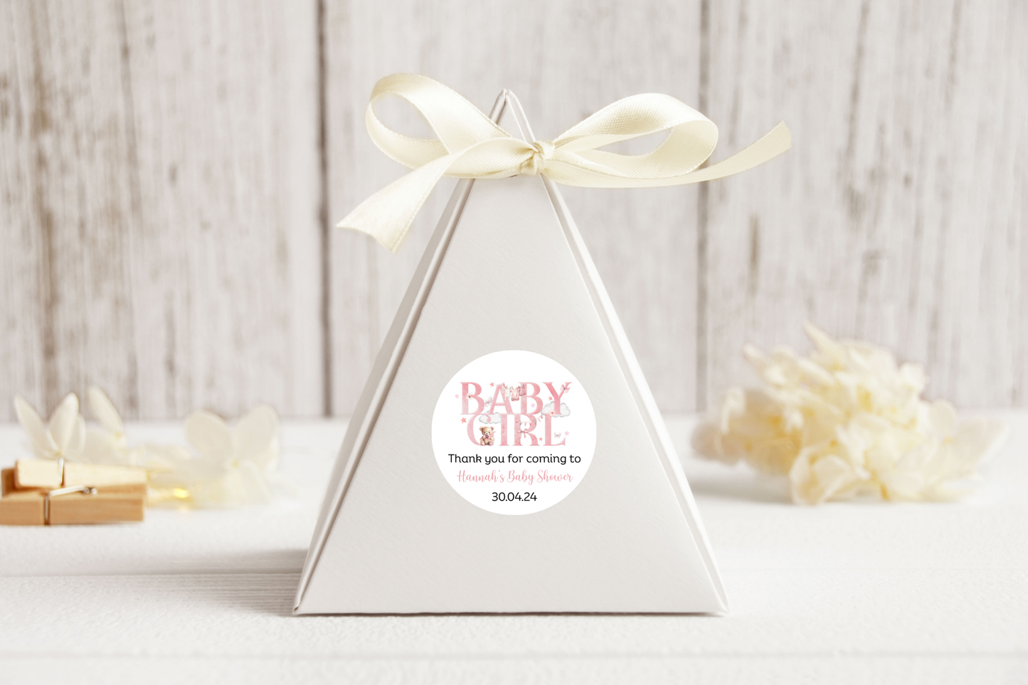 20 X Personalised Baby Shower Stickers