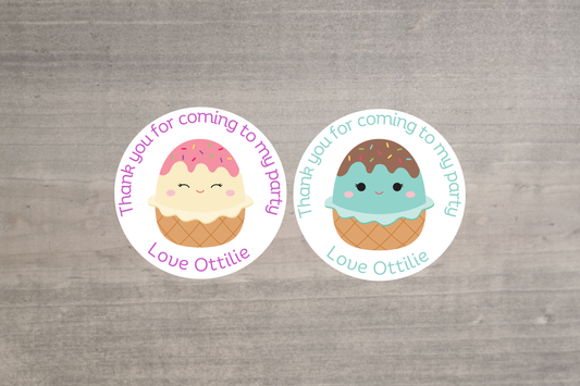 24 X Squishmallow Ice cream Mix Thank You For Coming To My Party Stickers