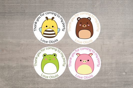 24 X Squishmallow Mix Thank You For Coming To My Party Stickers