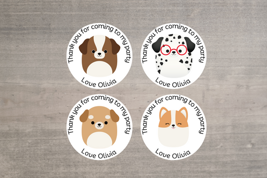 24 X Squishmallow Dog Mix Thank You For Coming To My Party Stickers