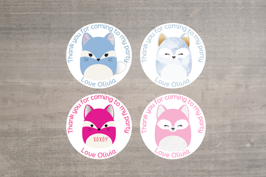24 X Squishmallow Fox  Mix Thank You For Coming To My Party Stickers