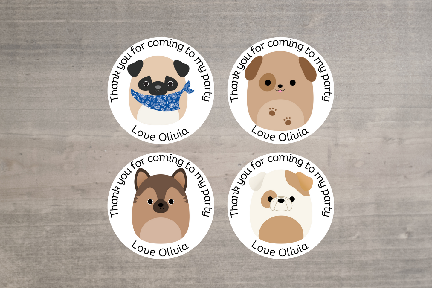 24 X Squishmallow Dog Mix Thank You For Coming To My Party Stickers